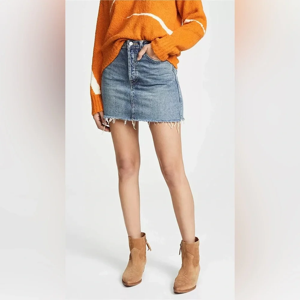 Free People Rugged A-Line Denim Skirt - Picture 3 of 8